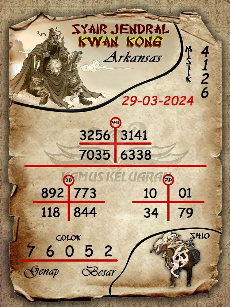 syair jendral kwan kwong arkansas 29 03 2024