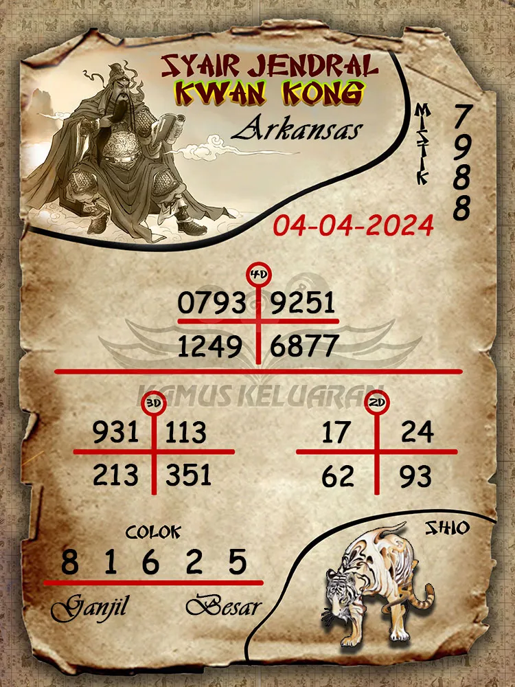 syair jendral kwan kwong arkansas 04 04 2024