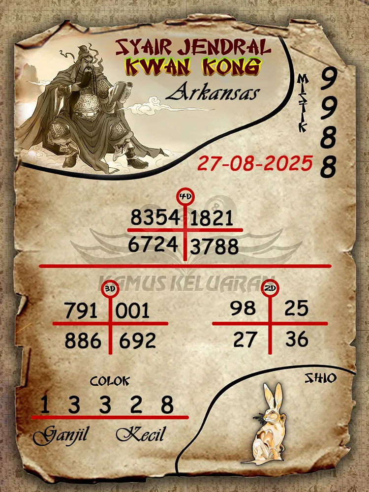 syair jendral kwan kong Arkansas 27 08 2025