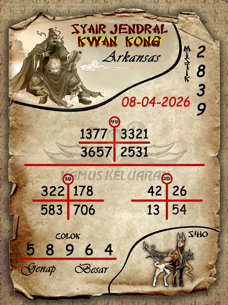 Syair Jendral Kwan Kong Arkansas 08 04 2026