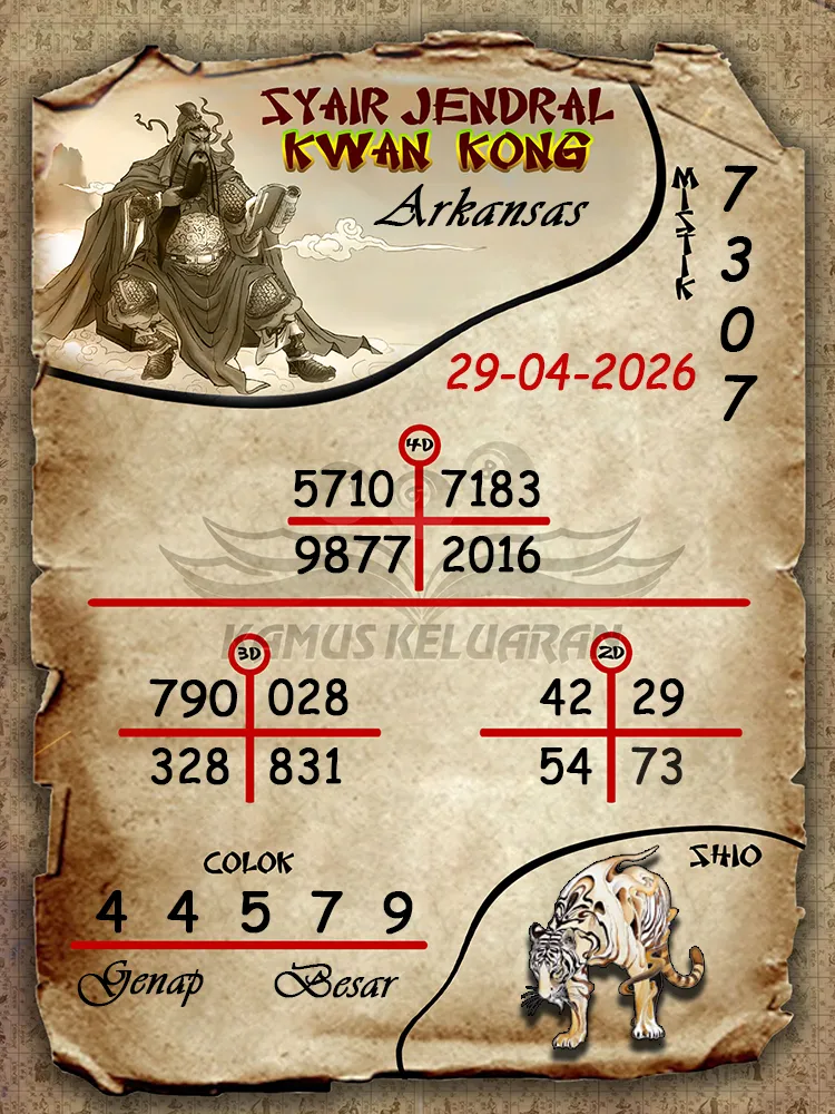 Syair Jendral Kwan Kong Arkansas 29 04 2026