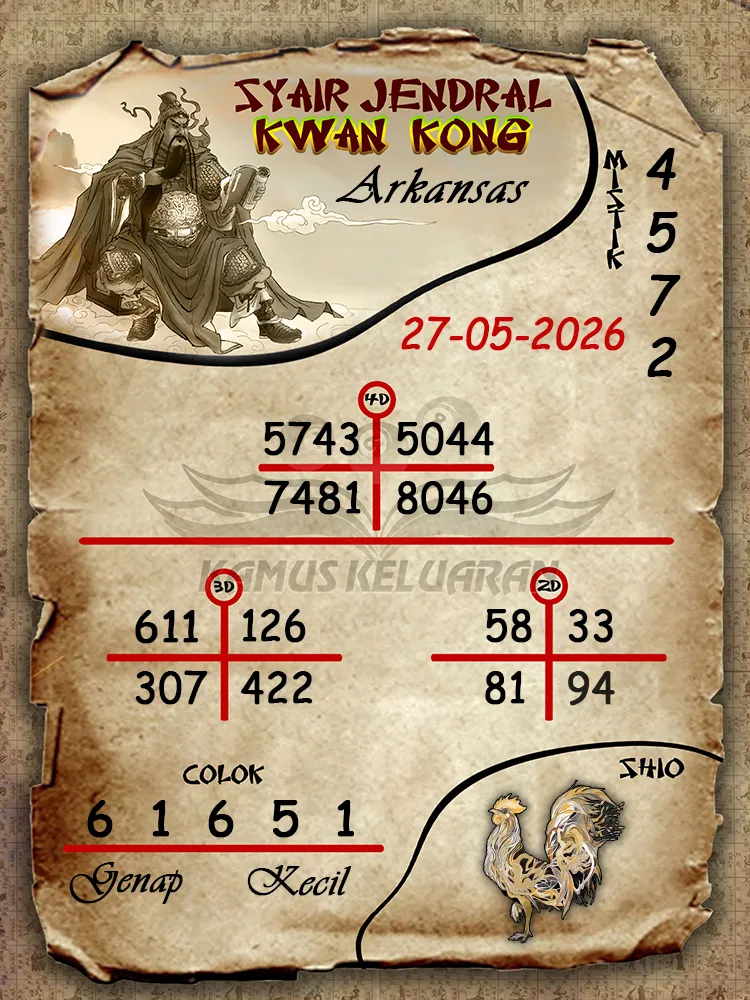 Syair Jendral Kwan Kong Arkansas 27 05 2026