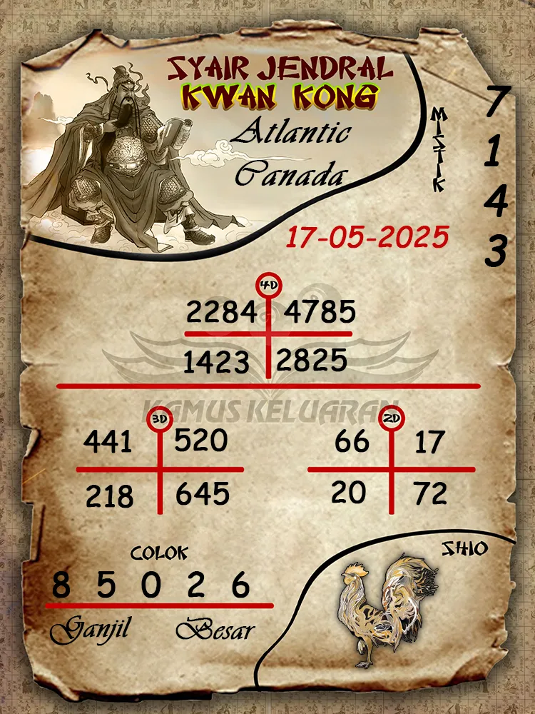 syair jendral kwan kong atlantic canada 17 05 2025