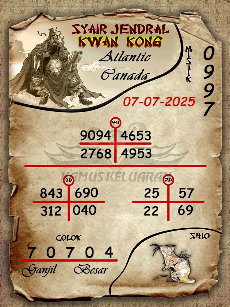 syair jendral kwan kong Atlantic Canada 07 07 2025