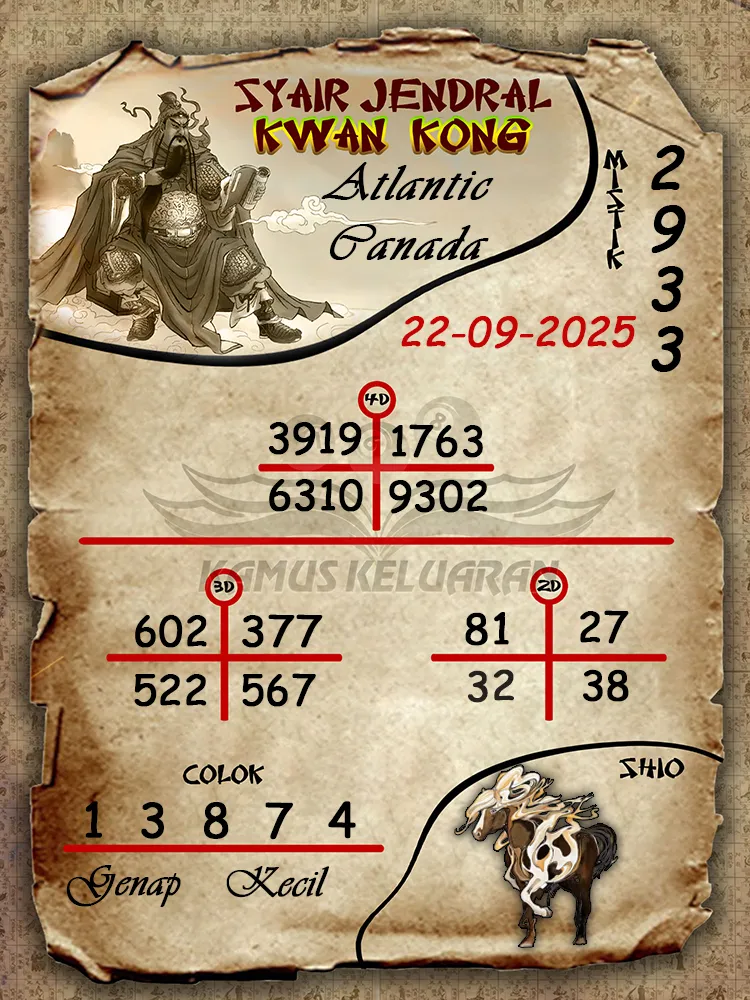 syair jendral kwan kong Atlantic Canada 22 09 2025