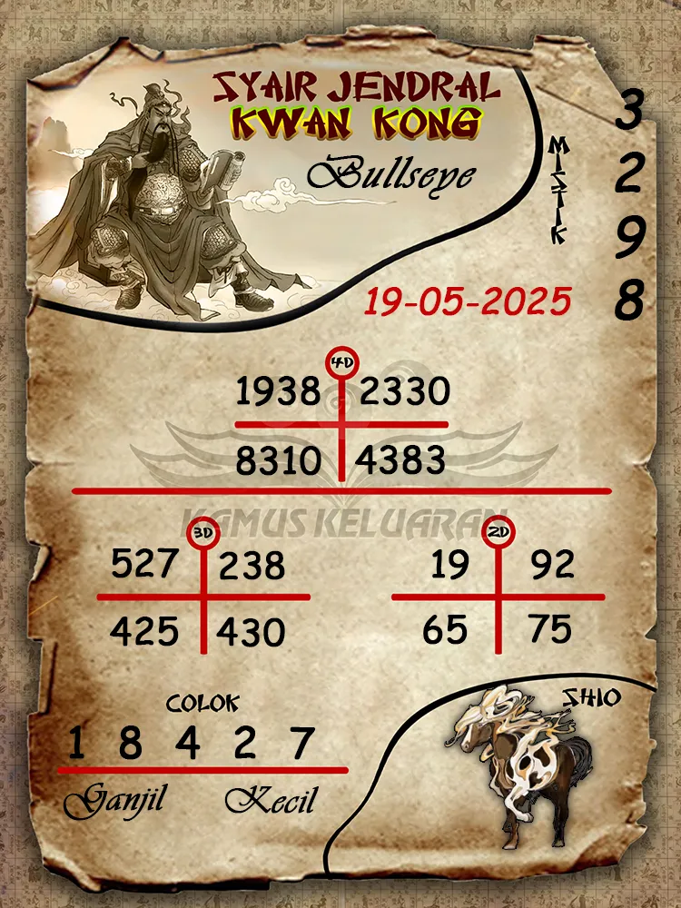 syair jendral kwan kong bullseye 19 05 2025