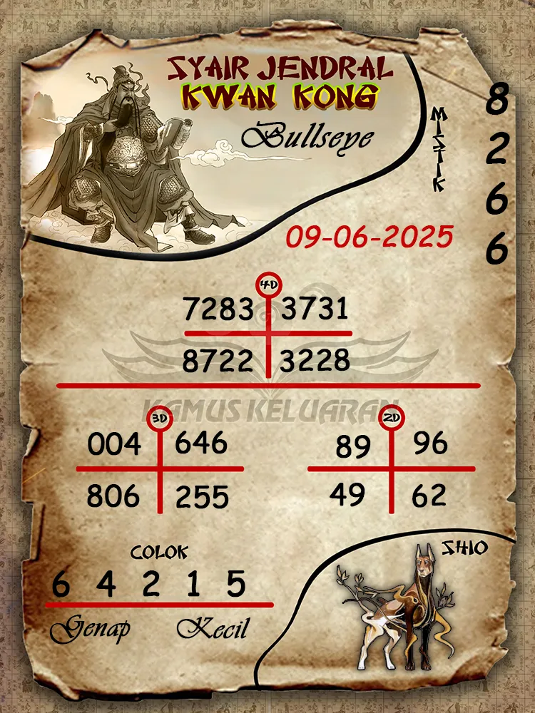 syair jendral kwan kong bullseye 09 06 2025