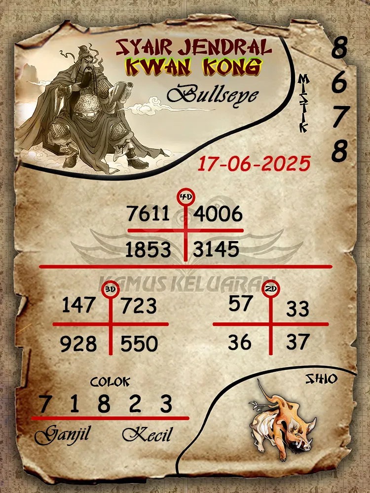 syair jendral kwan kong bullseye 17 06 2025