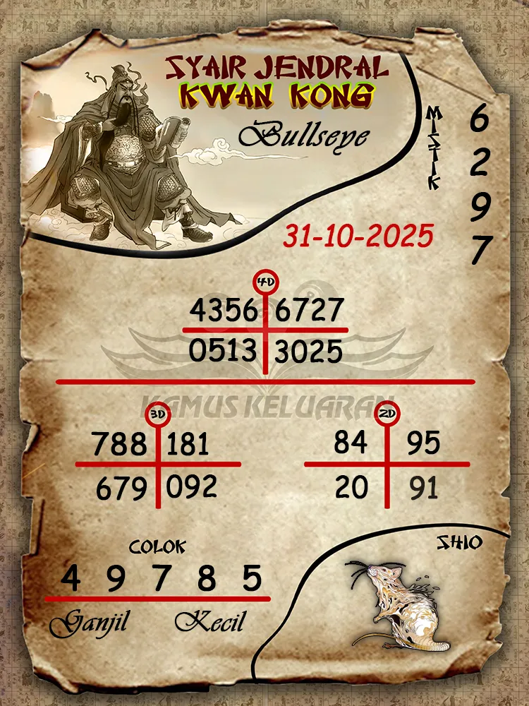Syair Jendral Kwan Kong Bullseye 31 10 2025