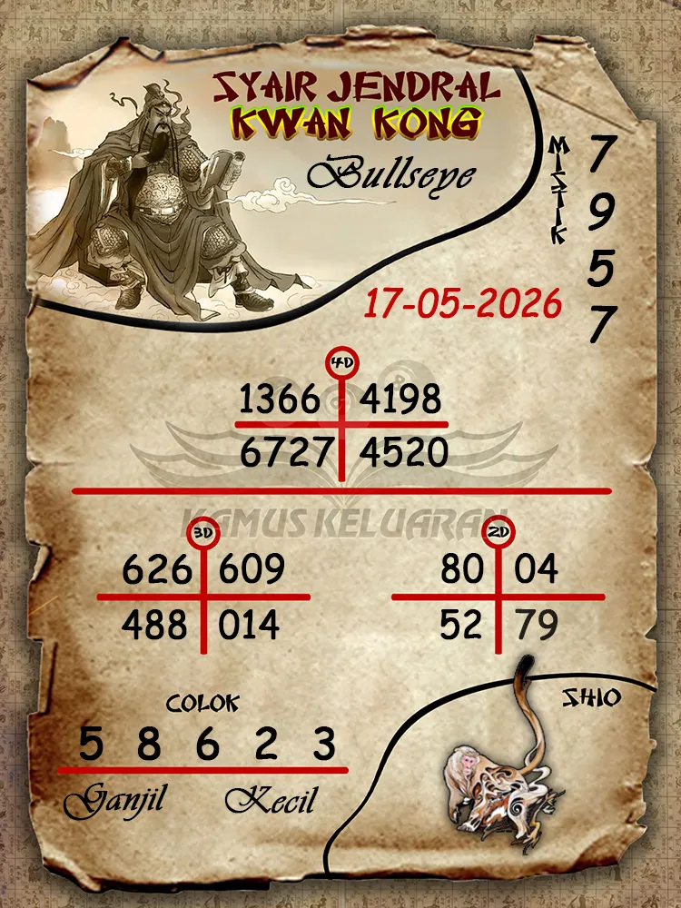 Syair Jendral Kwan Kong Bullseye 17 05 2026