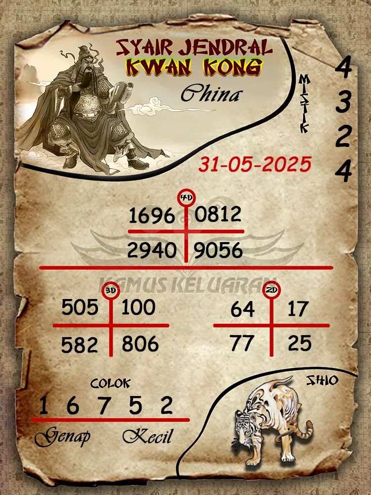 syair jendral kwan kong china 31 05 2025