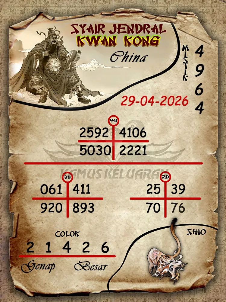 Syair Jendral Kwan Kong China 29 04 2026