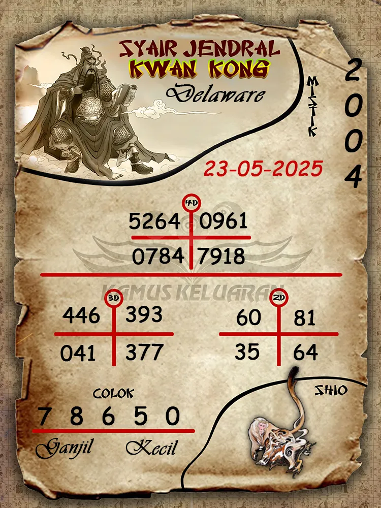 syair jendral kwan kong delaware 23 05 2025