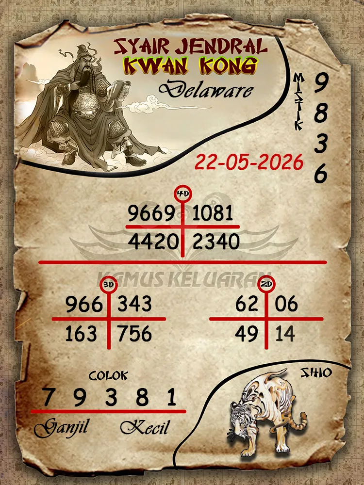 Syair Jendral Kwan Kong Delaware 22 05 2026