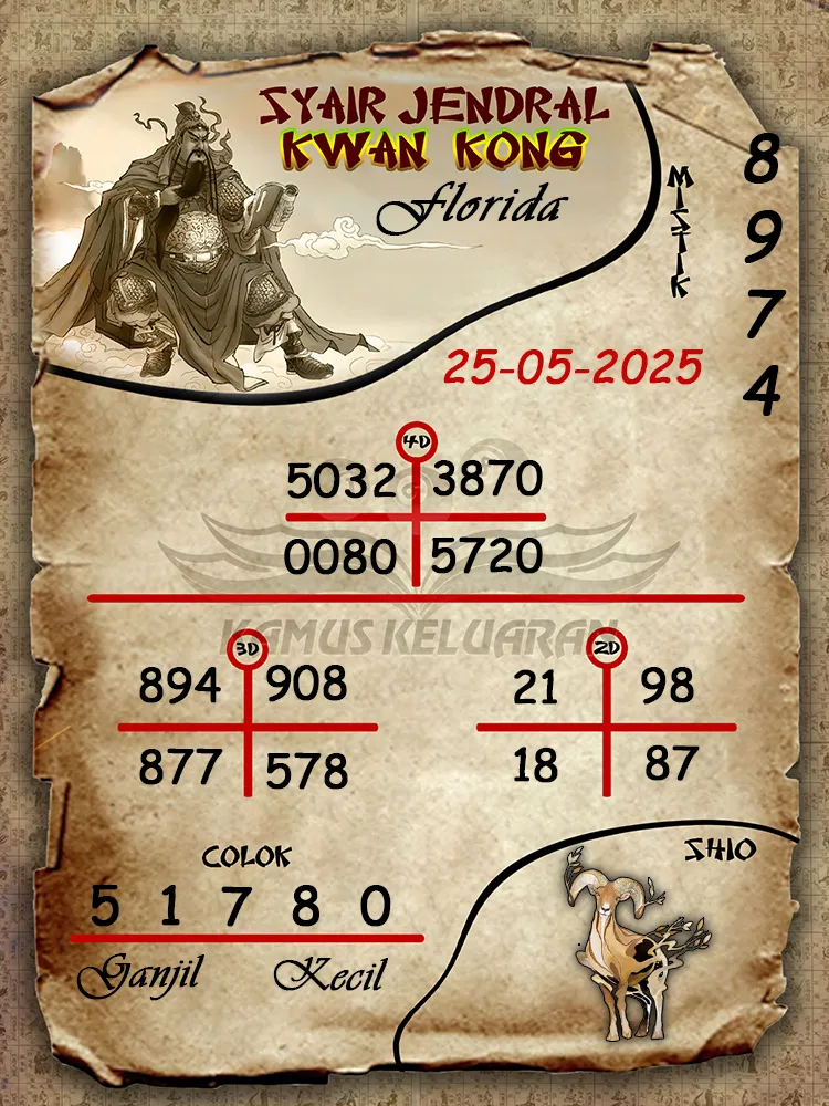 syair jendral kwan kong florida 25 05 2025