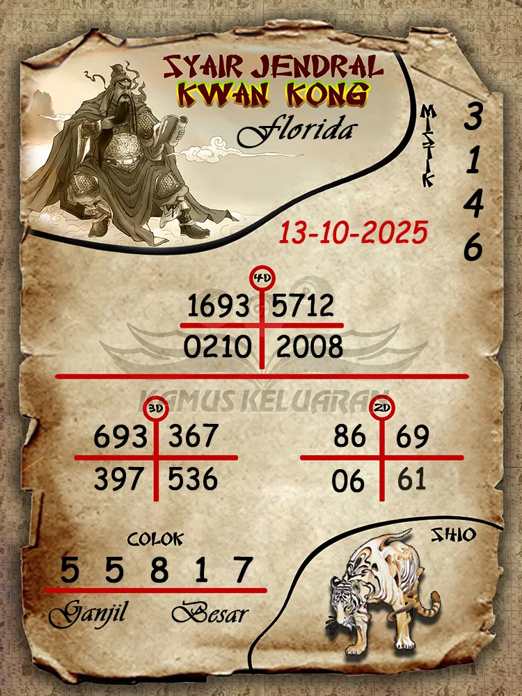 Syair Jendral Kwan Kong Florida 13 10 2025