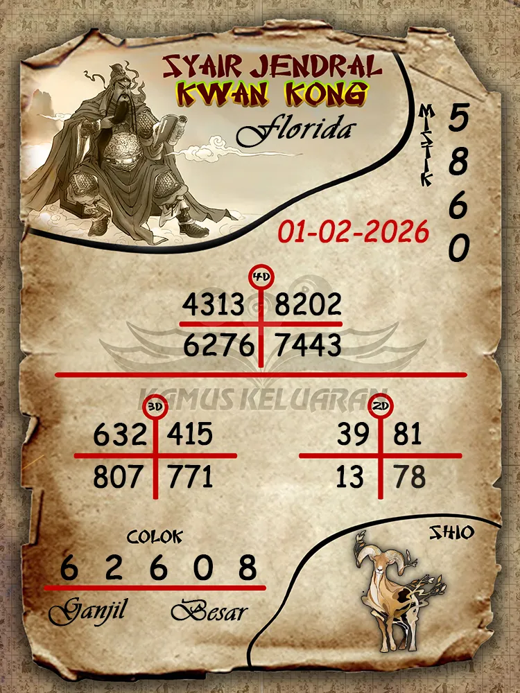Syair Jendral Kwan Kong Florida 01 02 2026