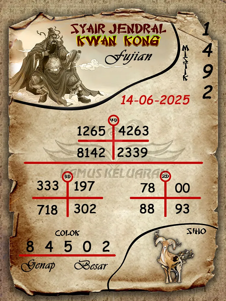 syair jendral kwan kong fujian 14 06 2025