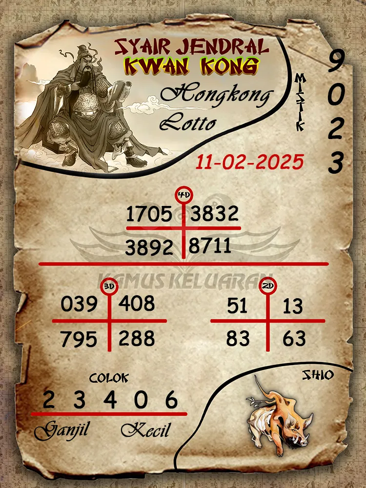 syair jendral kwan kong hongkong lotto 11 02 2025