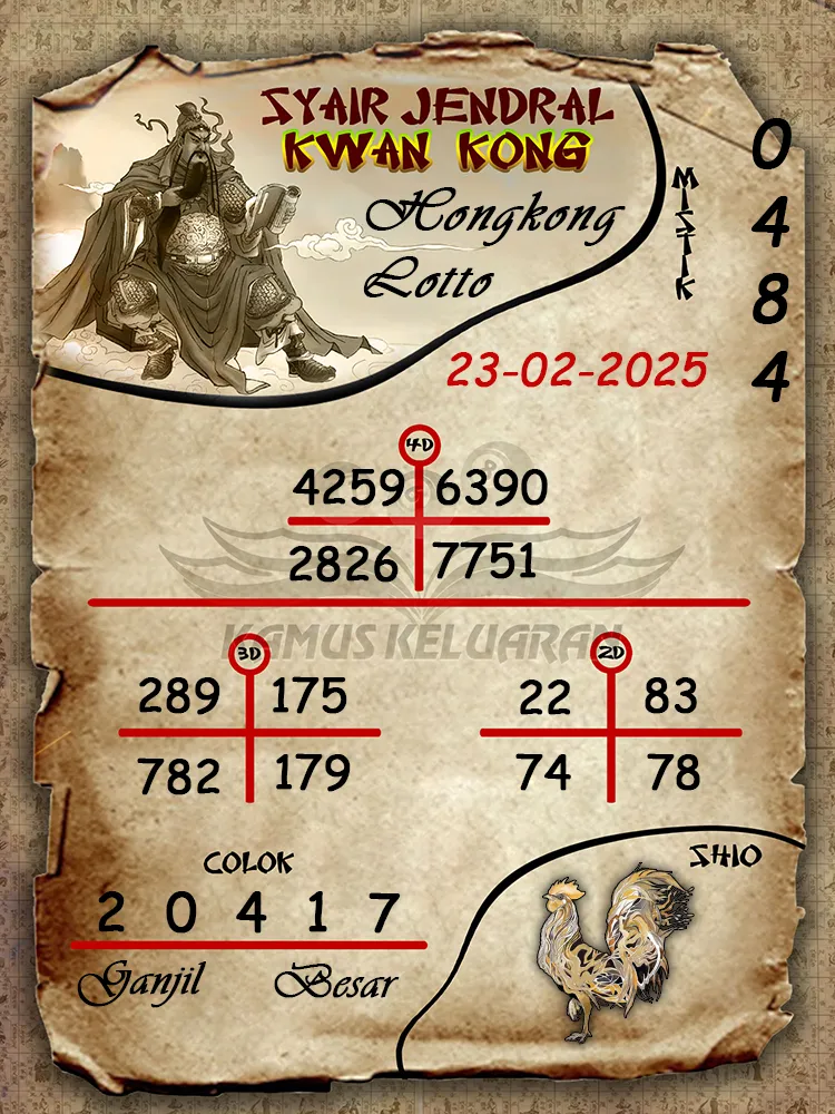 syair jendral kwan kong hongkong lotto 23 02 2025