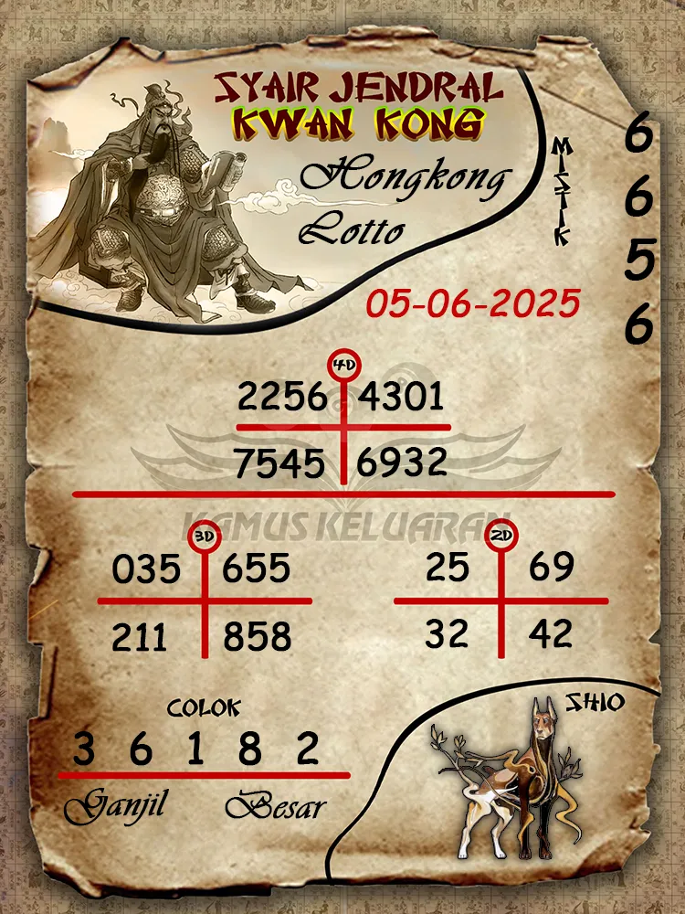 syair jendral kwan kong hongkong lotto 05 06 2025