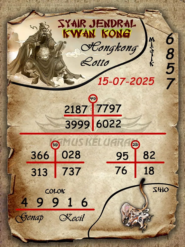 syair jendral kwan kong Hongkong Lotto 15 07 2025