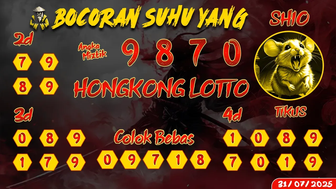 syair Bocoran Suhu Yang Hongkong Lotto 31 07 2025