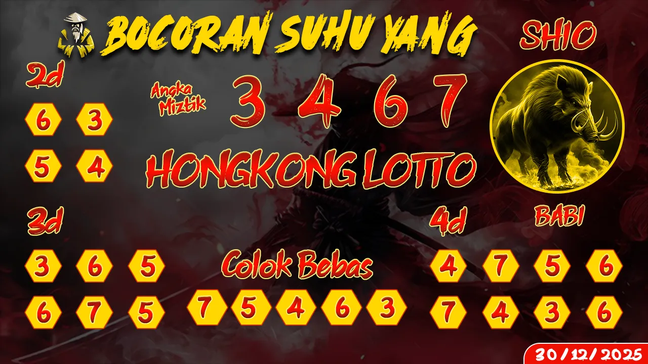 syair Bocoran Suhu Yang Hongkong Lotto 30 12 2025