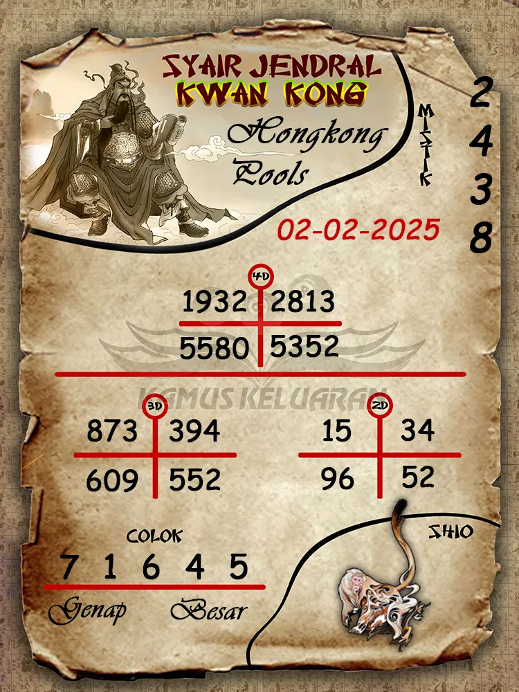syair jendral kwan kong hongkong pools 02 02 2025