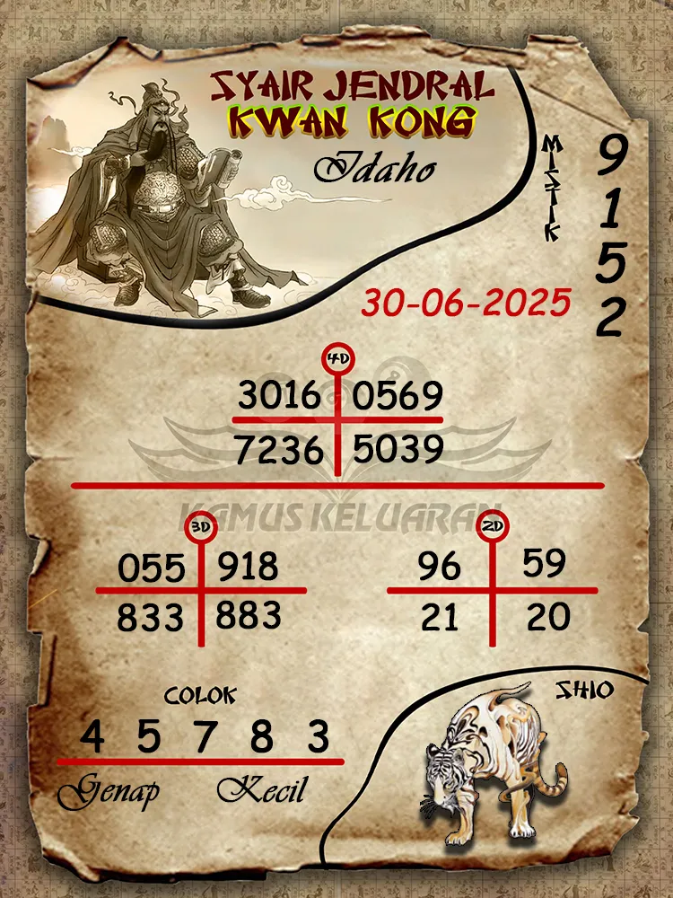 syair jendral kwan kong Idaho 30 06 2025
