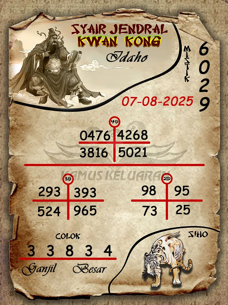 syair jendral kwan kong Idaho 07 08 2025