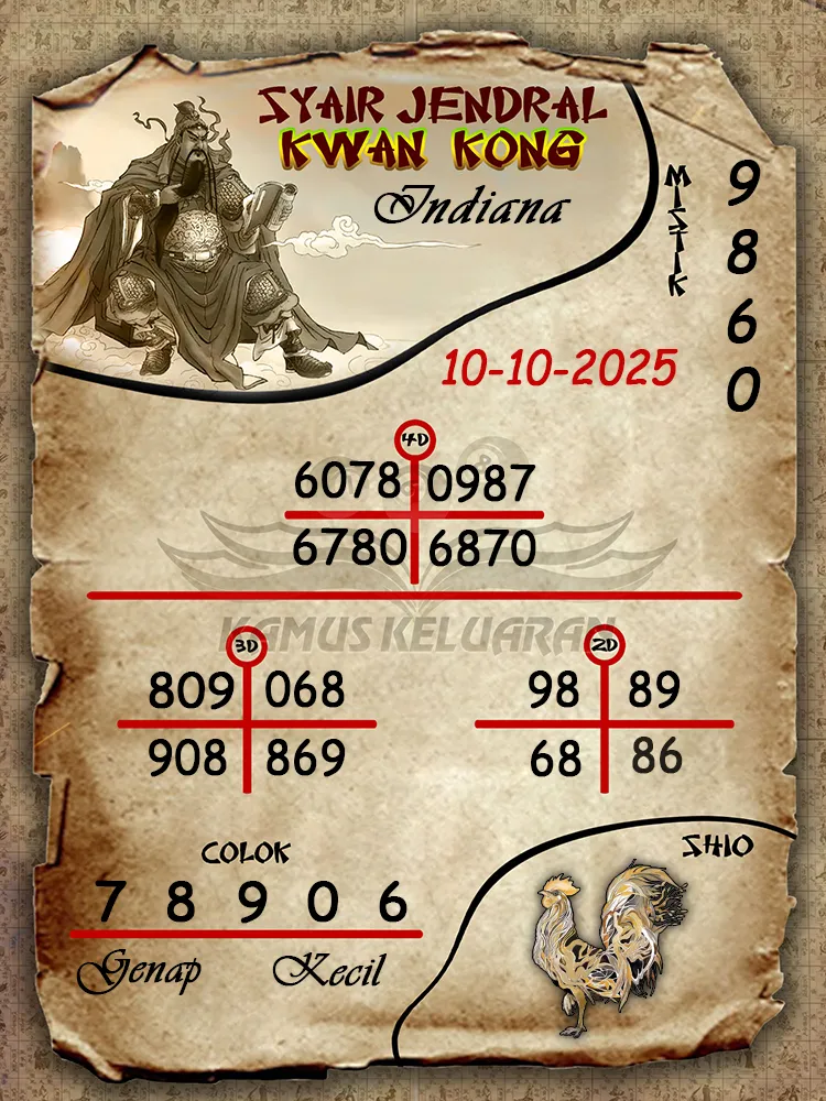 Syair Jendral Kwan Kong indiana 10 10 2025