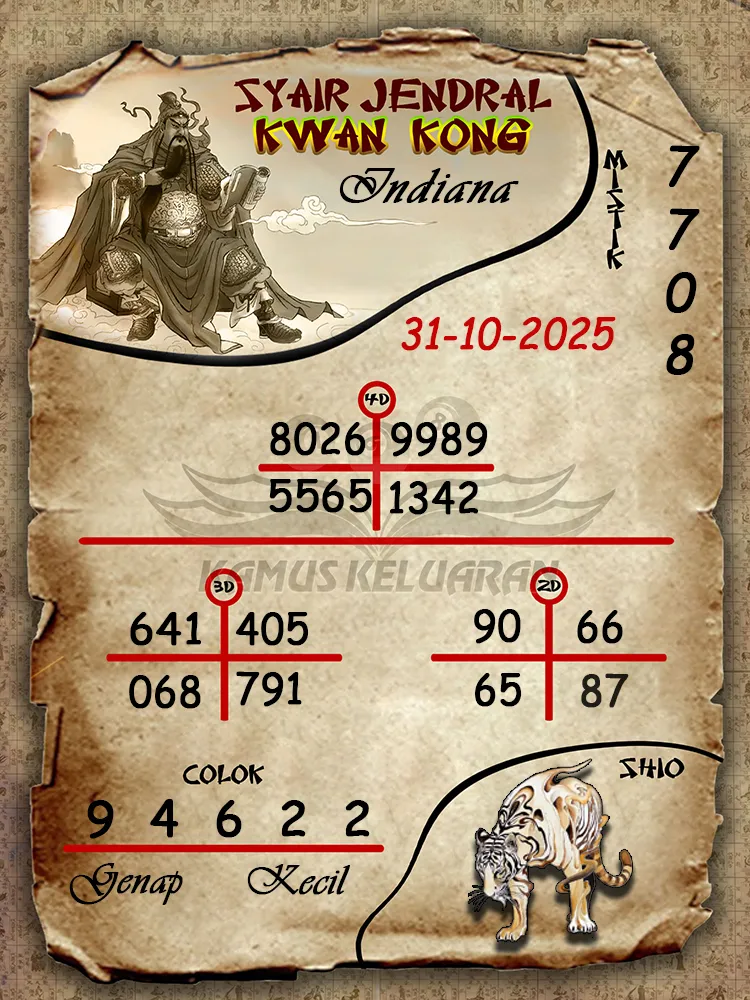 Syair Jendral Kwan Kong Indiana 31 10 2025