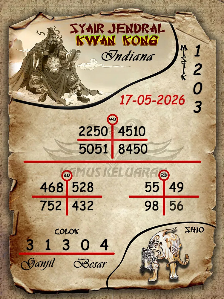 Syair Jendral Kwan Kong Indiana 17 05 2026