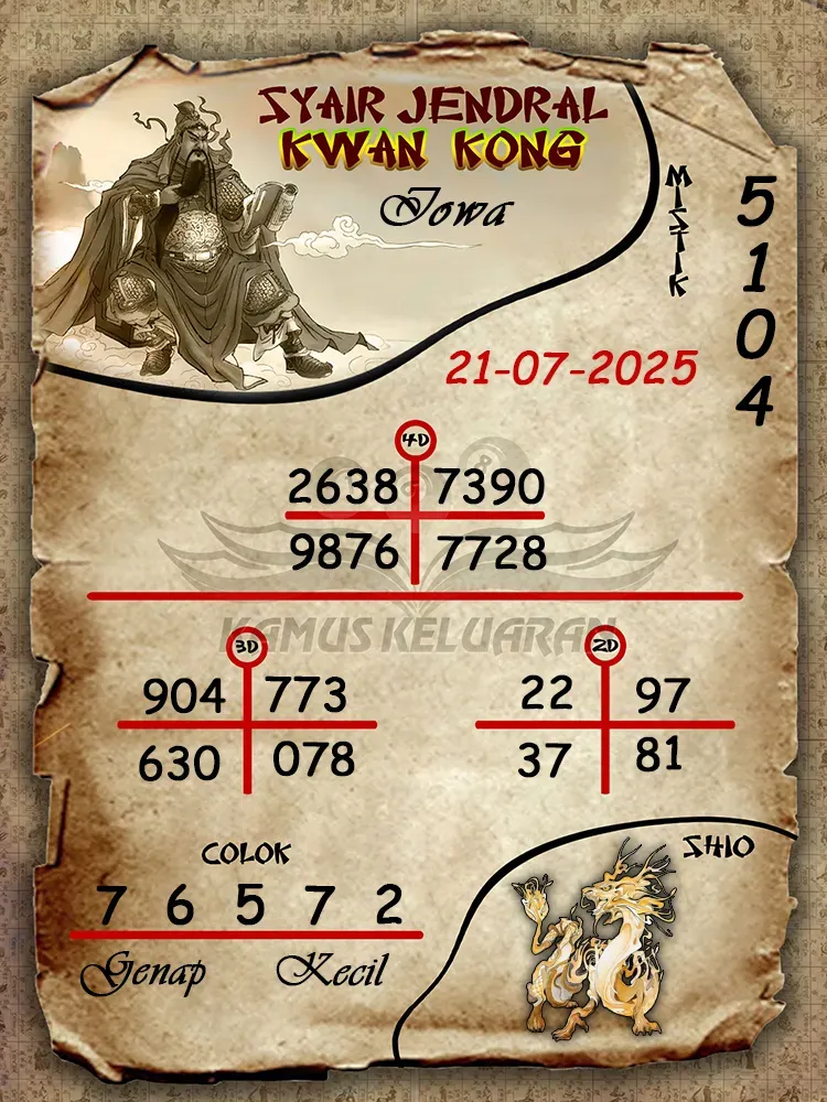 syair jendral kwan kong Iowa 21 07 2025
