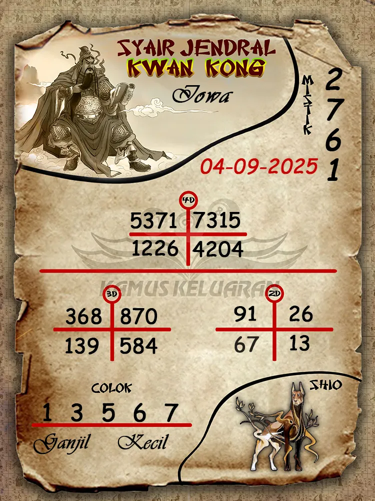syair jendral kwan kong Iowa 04 09 2025
