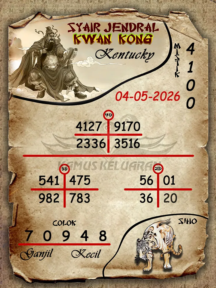 Syair Jendral Kwan Kong Kentucky 04 05 2026