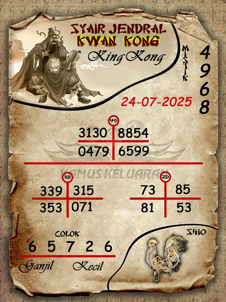 syair jendral kwan kong KingKong 24 07 2025