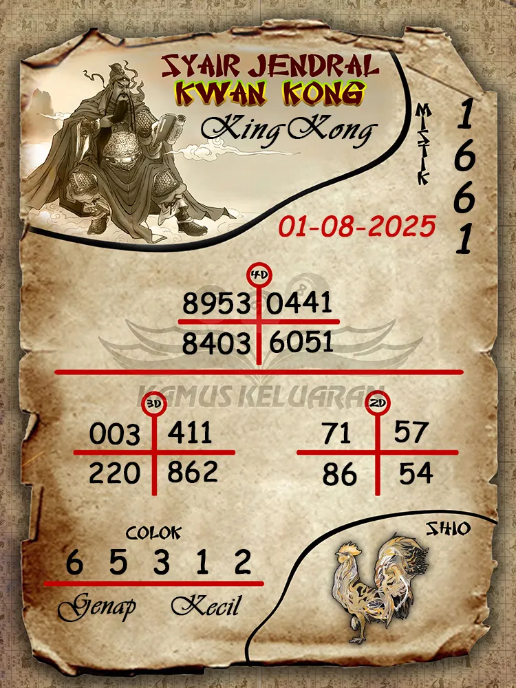 syair jendral kwan kong KingKong 01 08 2025