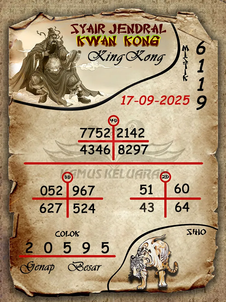 syair jendral kwan kong KingKong 17 09 2025