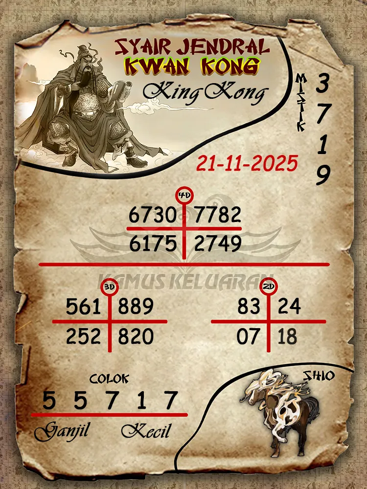 Syair Jendral Kwan Kong KingKong 21 11 2025