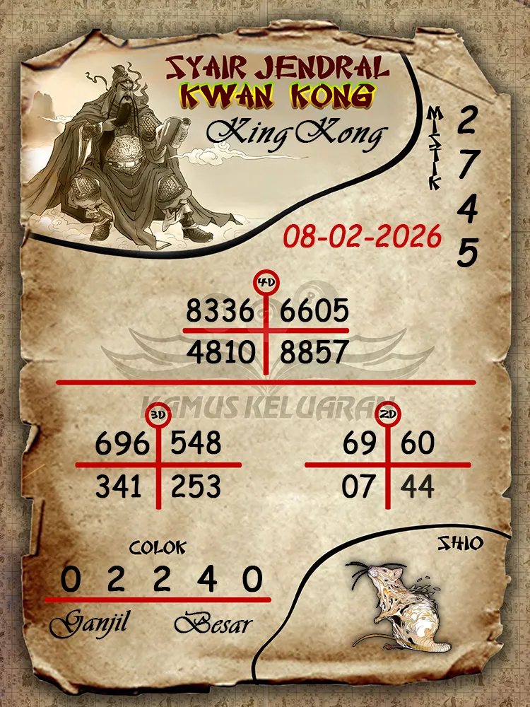 Syair Jendral Kwan Kong KingKong 08 02 2026