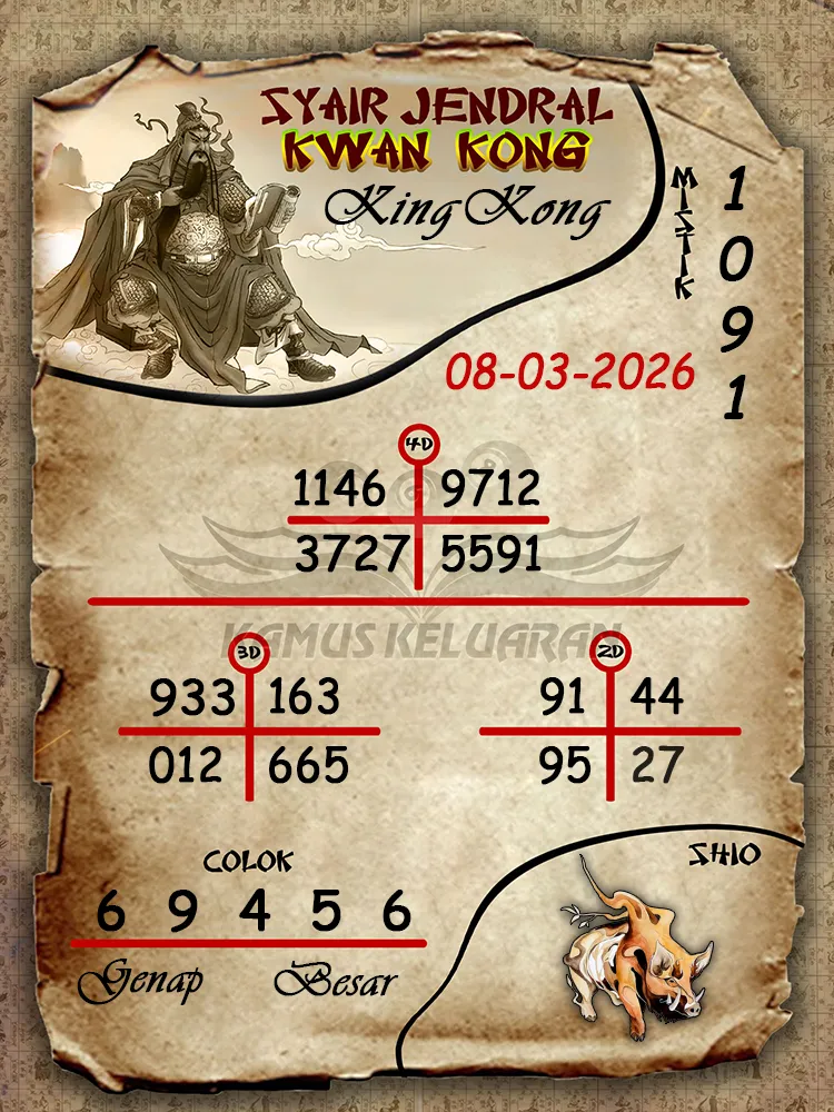 Syair Jendral Kwan Kong KingKong 08 03 2026
