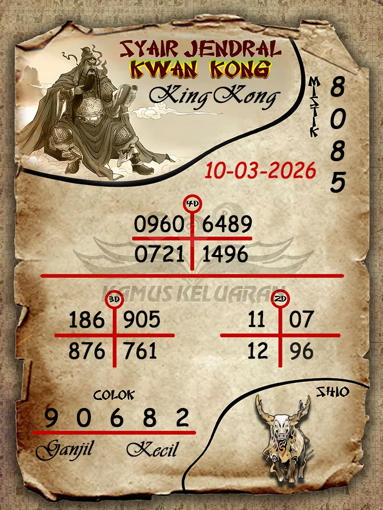 Syair Jendral Kwan Kong KingKong 10 03 2026
