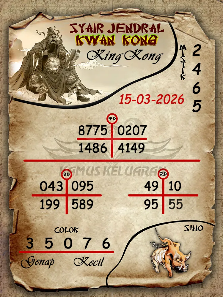 Syair Jendral Kwan Kong KingKong 15 03 2026