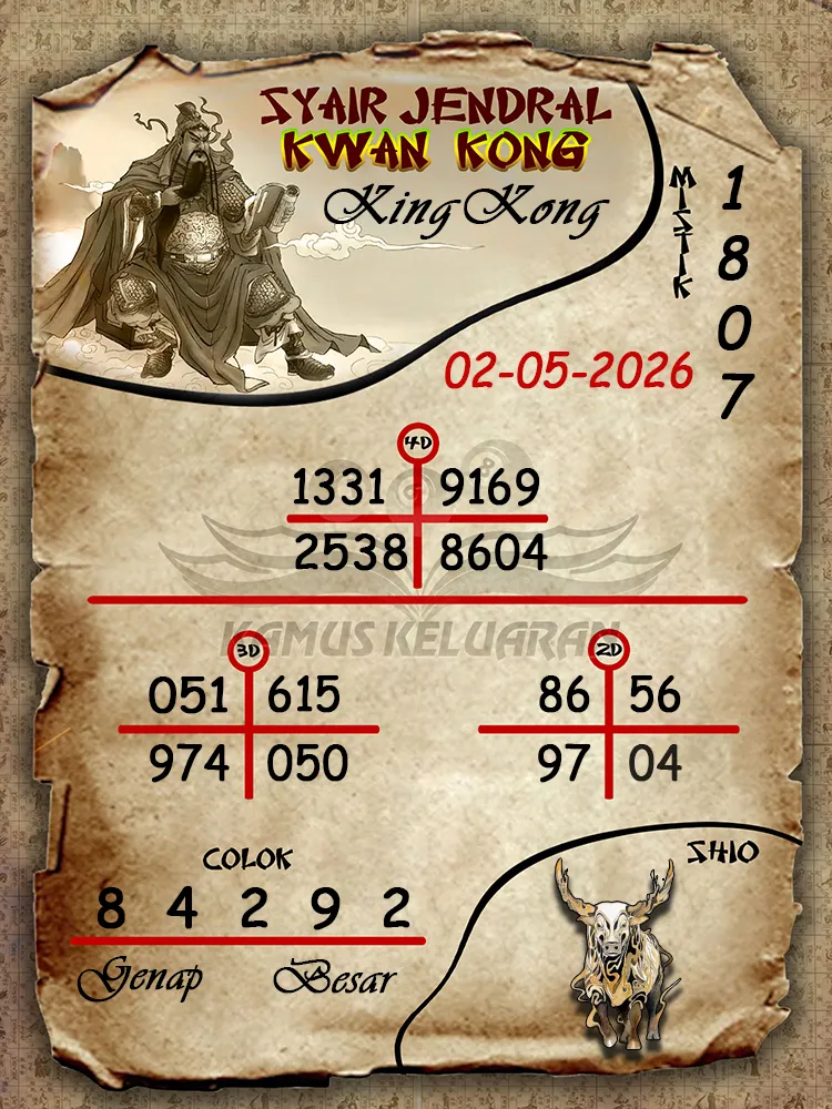 Syair Jendral Kwan Kong KingKong 02 05 2026