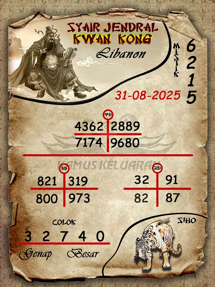 syair jendral kwan kong Libanon 31 08 2025