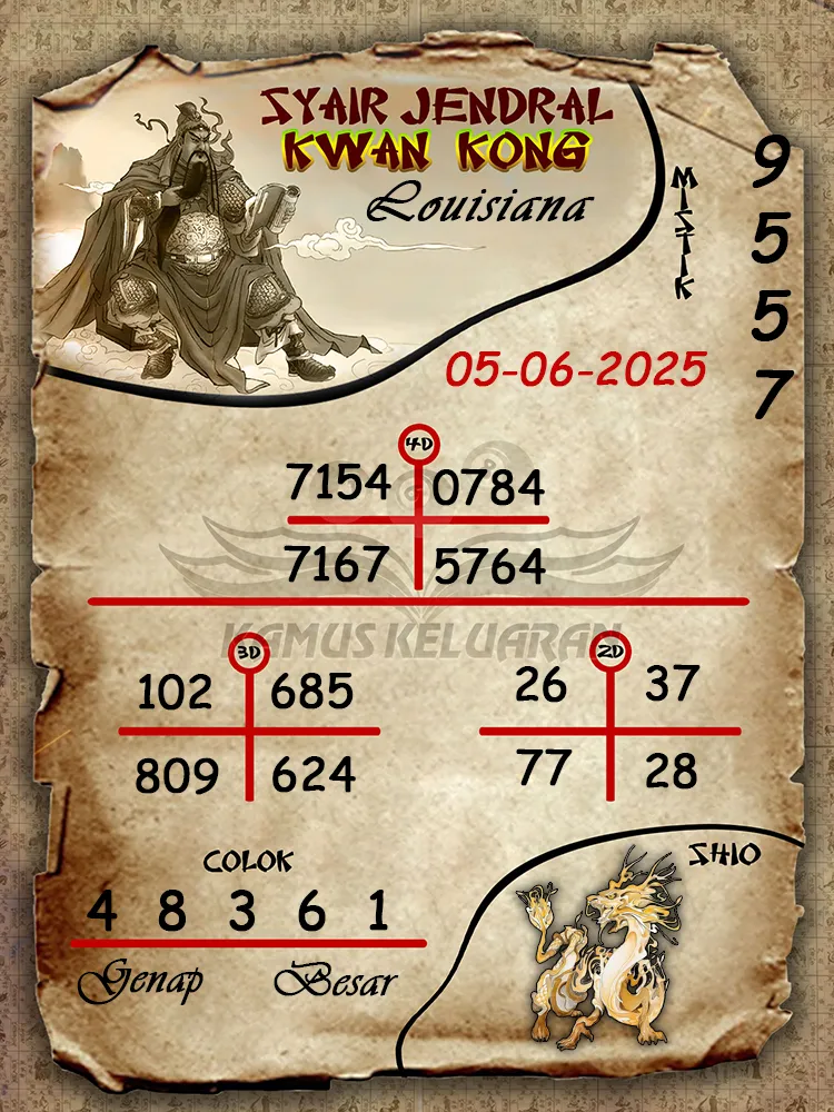 syair jendral kwan kong louisiana 05 06 2025