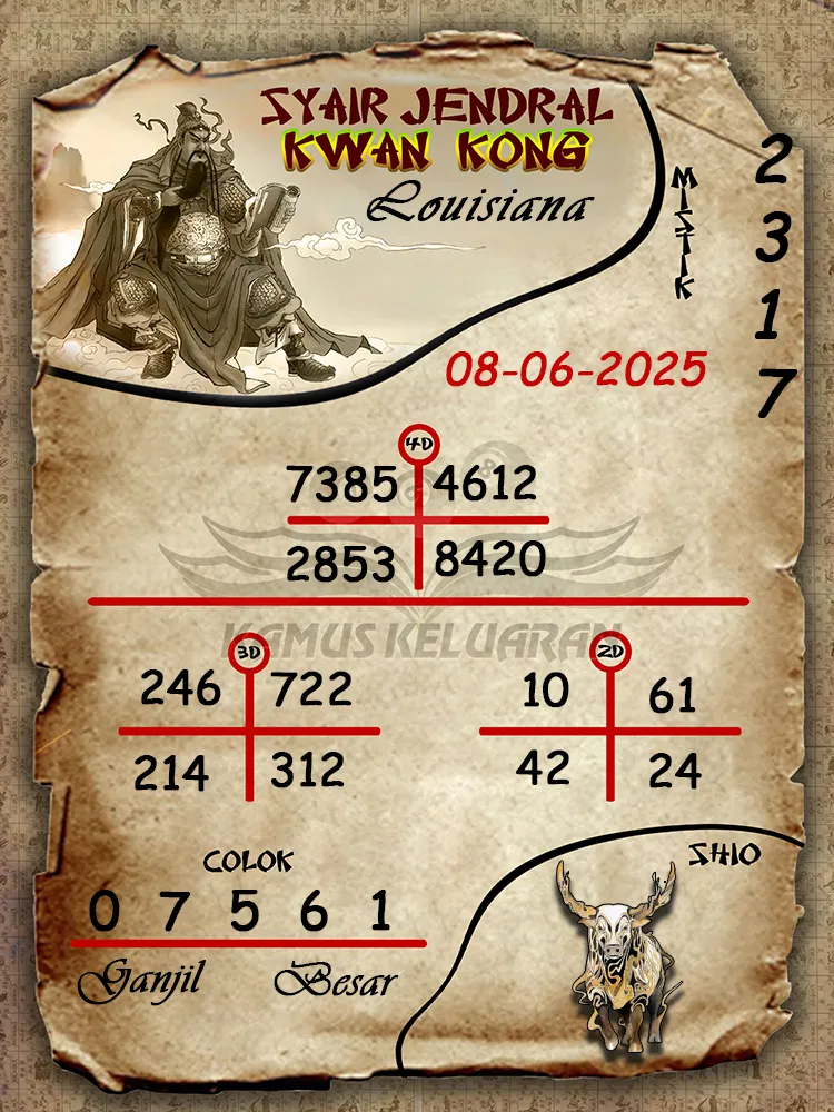 syair jendral kwan kong louisiana 08 06 2025