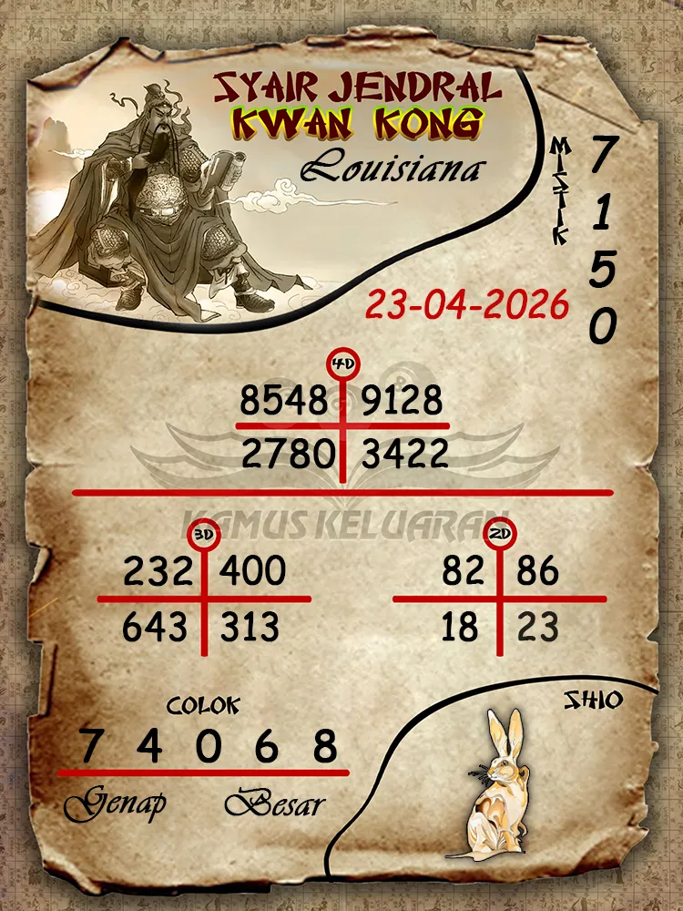 Syair Jendral Kwan Kong Louisiana 23 04 2026